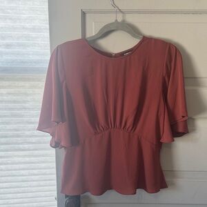 Express Rust Blouse with Flared Sleeves